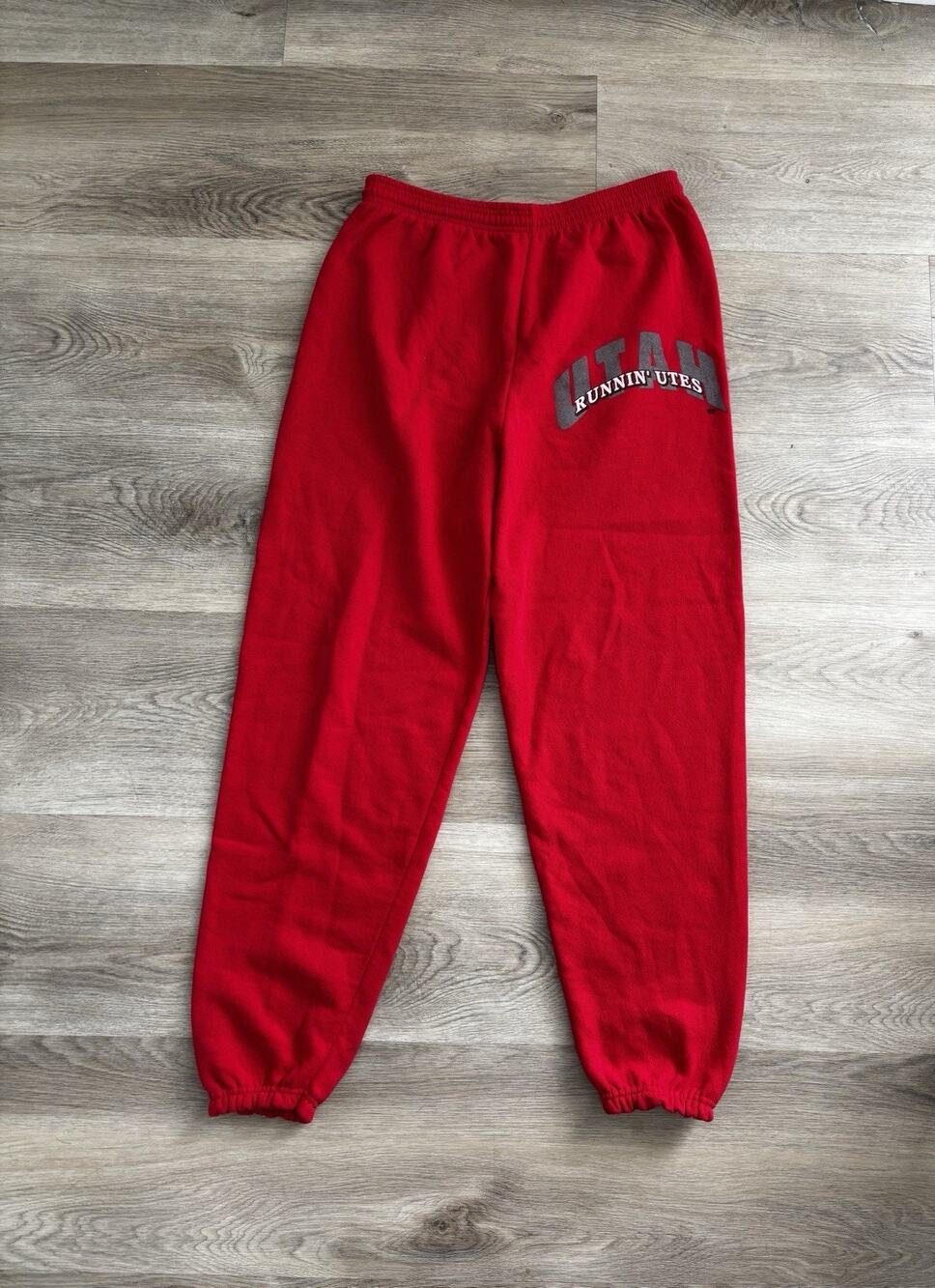 Vintage Santee University Of Utah Runnin’ Utes Red Large Sweatpants Made In USA